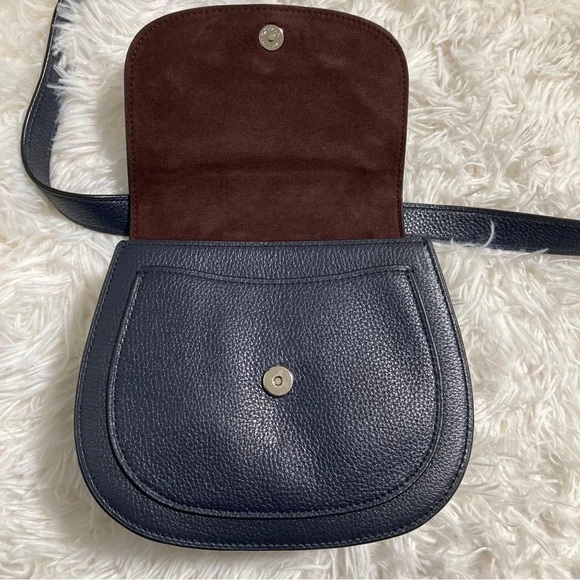 Coach Navy Leather Crossbody Bag with Floral Design - Picture 6 of 7